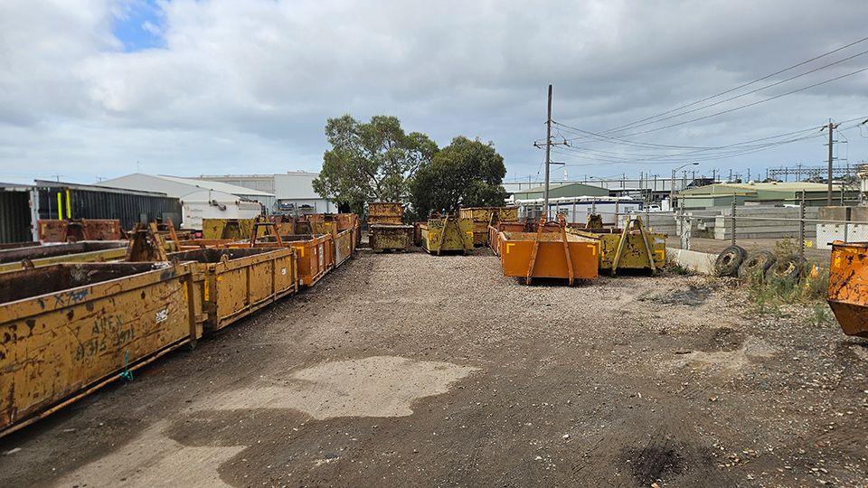 Apex Bins skip bin yard at Brooklyn transfer station